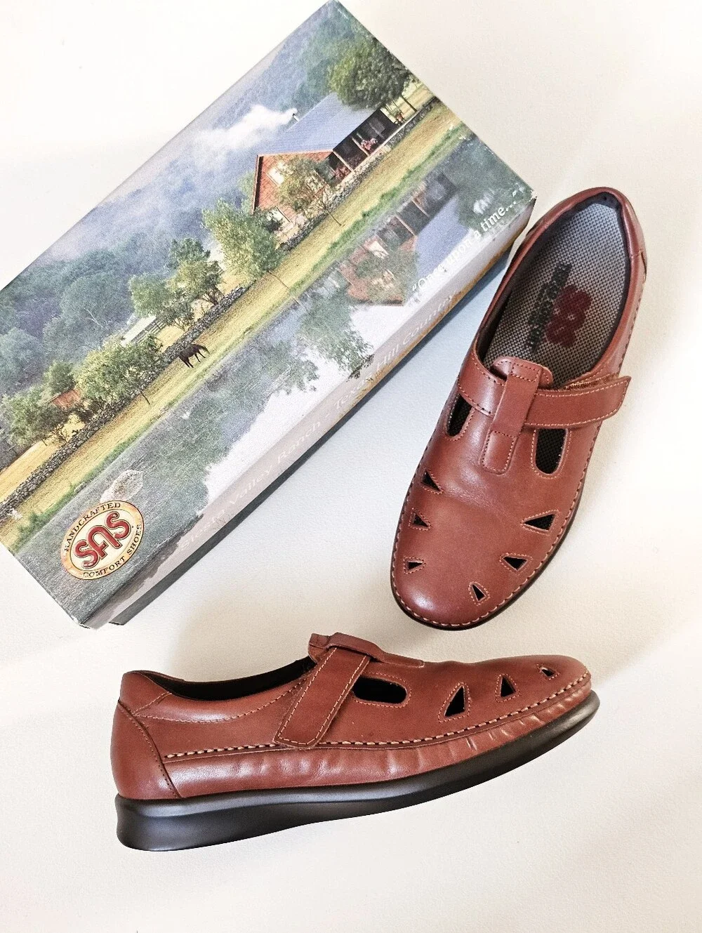 SAS Roamer Chestnut Leather Mary Jane Comfort Walking Shoes Women's US 9M USA
